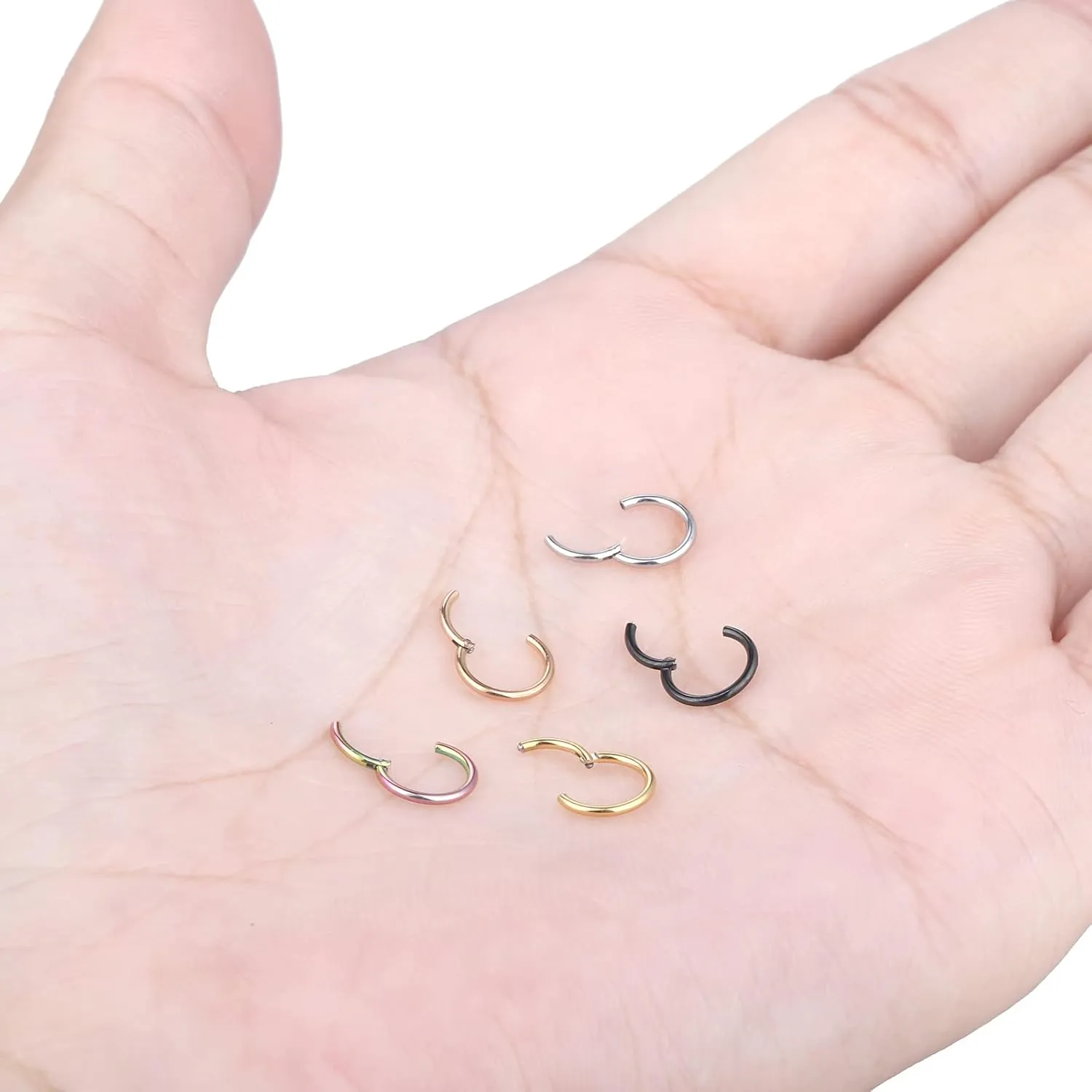 Xpircn Nose Rings 20G 18G 16G 14G Lip Septum Rings 316L Surgical Steel Tragus Daith Cartilage Earrings for Women Nose Ring Hoop Hinged Segment Ring Nose Piercing Jewelry