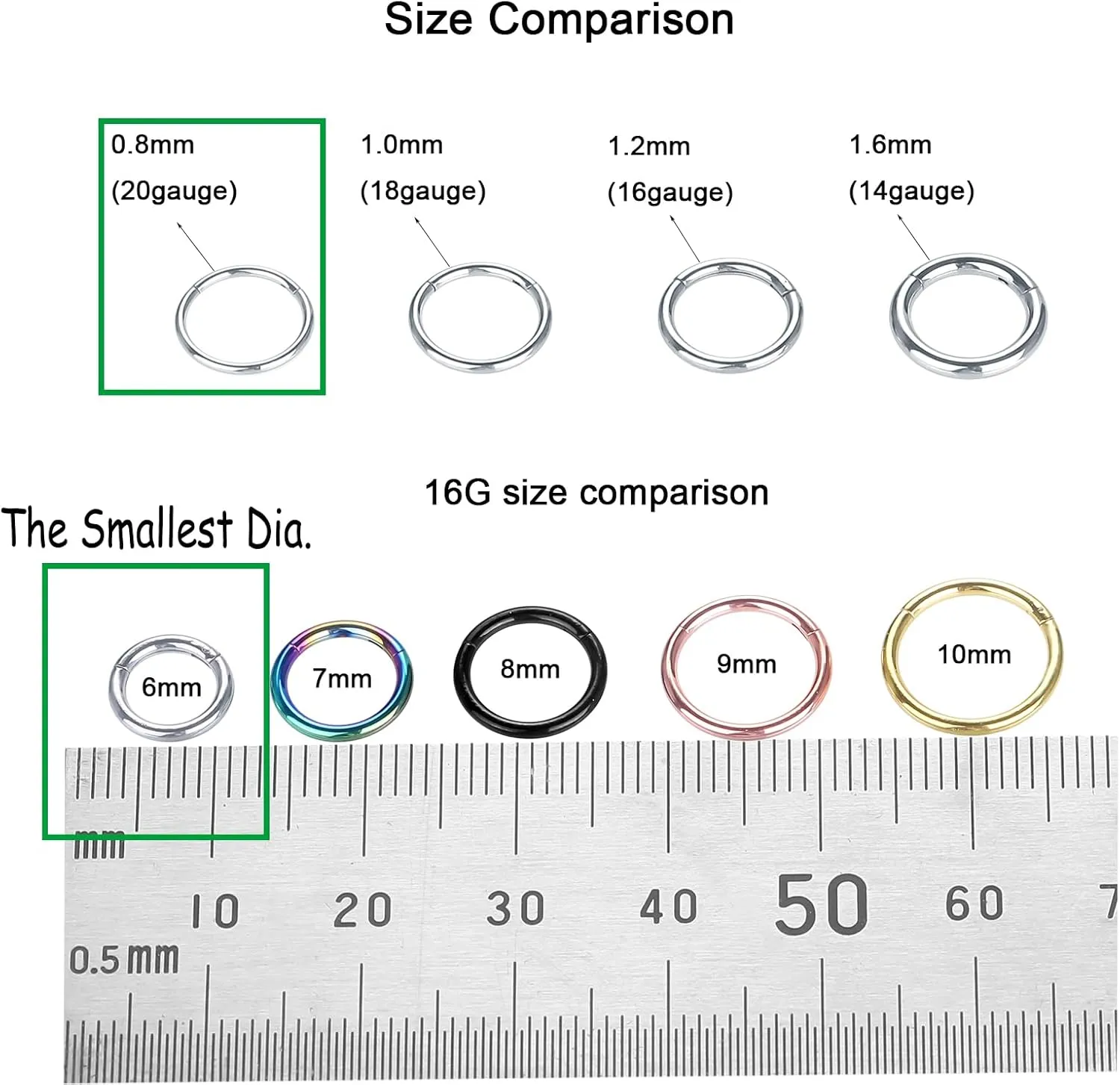 Xpircn Nose Rings 20G 18G 16G 14G Lip Septum Rings 316L Surgical Steel Tragus Daith Cartilage Earrings for Women Nose Ring Hoop Hinged Segment Ring Nose Piercing Jewelry