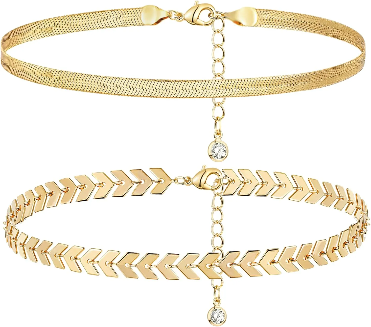 Yanoda Gold Filled Bracelet Set: 18K Gold Plated Dainty Chain Link Bracelets for Women - Handmade Layering Stacking Gift