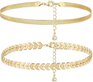 Yanoda Gold Filled Bracelet Set: 18K Gold Plated Dainty Chain Link Bracelets for Women - Handmade Layering Stacking Gift
