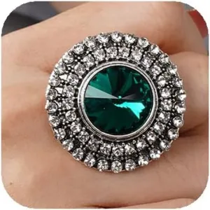 YERTTER Vintage Crystal Ring Rhinestone Finger Ring Boho Adjustable Size Rings Open Ring Women Girls Ethnic Fashion Style Ring Party