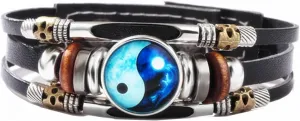 Yin Yang Bracelets Braided Woven Surfer Cuff Rope Wristband for Men Women