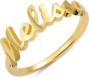 Yofair Personalized Name Rings Sterling Silver Custom Initial Rings Customize Mother Rings Christmas Gift for Women