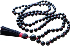Z.A Gems Natural 10 mm black obsidian plain 108 mala necklace Prayer Bead for Meditation 40 Inch.