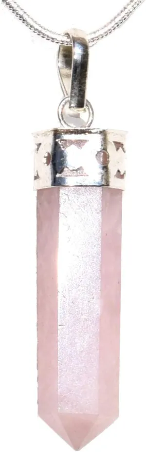Zenergy Gems Selenite Charged Faceted Hand-Made Natural Himalayan Rose Quartz Crystal Pendants (Rose Quartz - Himalayan)
