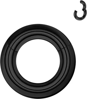 ZS Hinged Segment Clicker PA Ring Spring Action BCR Rings, 2G 4G 6G 8G 10G 12G Black Septum Nose Rings, Surgical Steel Pierced Body Jewelry for Men Women